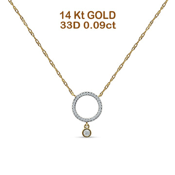 Dangling Diamond Open Circle Necklace 14K Yellow Gold 0.09ct Wholesale